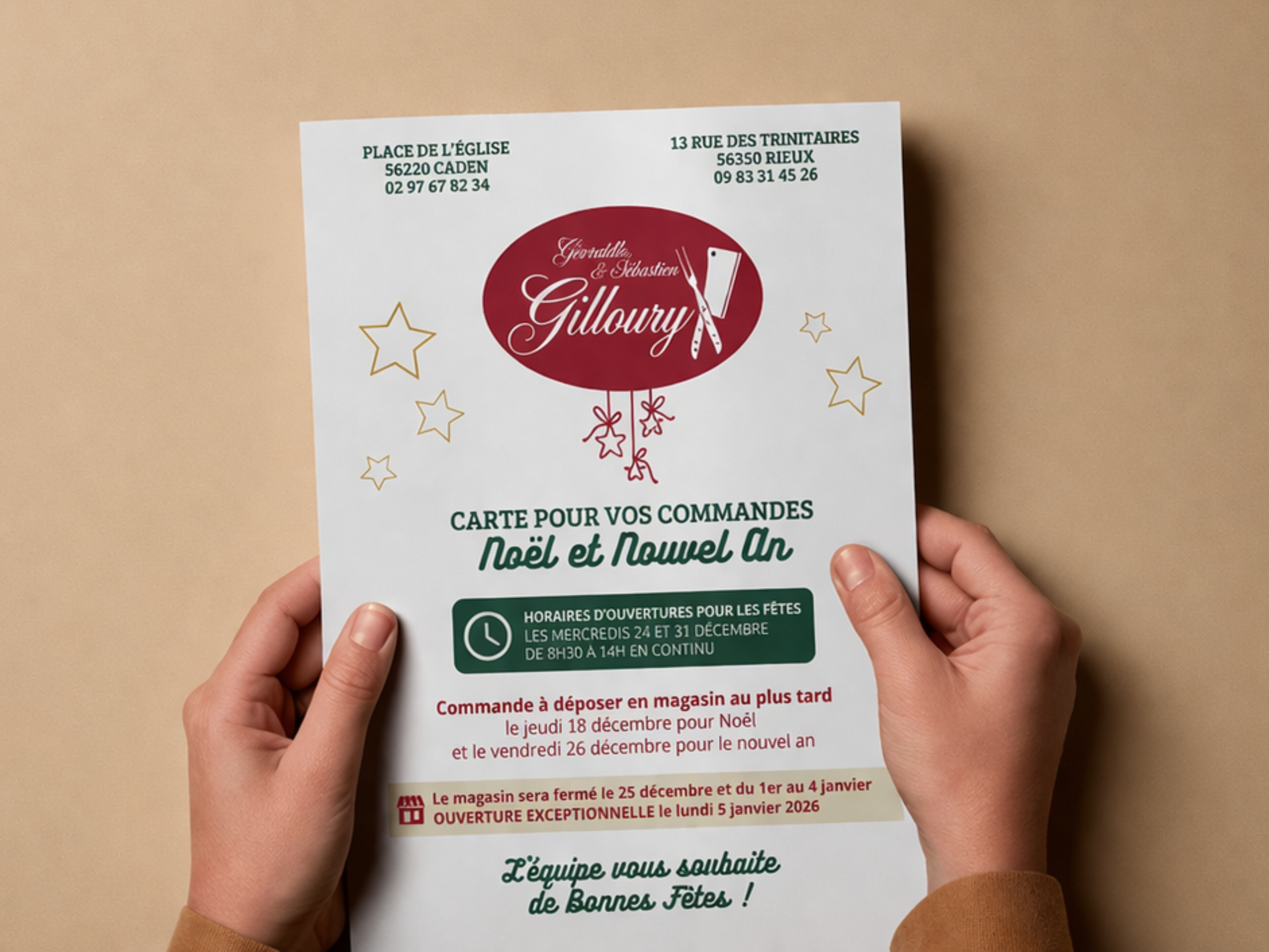 Menu flyer Boucherie Gilloury Caden